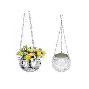 Jardini&egrave;re Suspendue Boule Disco De 10 Cm Avec Cha&icirc;ne Pour Plantes D'int&eacute;rieur Et D'ext&eacute;rieur - Neuf