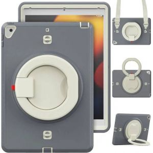 Housse Pour Ipad 9,7 Pouces 2017/2018 Avec Poign&eacute;e Et Bandouli&egrave;re - Gris &Eacute;l&eacute;gant Et Pratique - Neuf