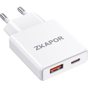 THEF-Chargeur USB C, Prise 20W Secteur Rapide 2 Port Adaptateur USB A Type C Secteur pour iPhone 16/16 Pro/16 Pro Max/16 Plus /15/14/13/12/11/SE, Samsung Galaxy S24 S23, Huawei, Pad Pro/Air, Pixel - Neuf