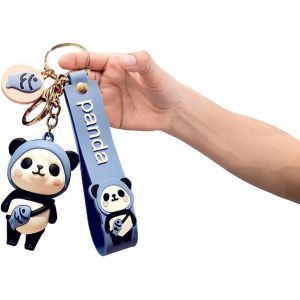 KAL-Bracelet Porte-Clés Panda Football, Porte-Clés Avec Bracelet En Métal, Porte-Clés Panda Mignon En Peluche Pour Homme, Femme, Enfant, Sac À Dos, Clé De Voiture.¿Cartable Petit Poisson¿ - Neuf