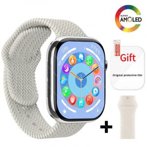 Montre Connectée Hk 11 Pro Max,Série 10,Amoled 4G Rom,Bluetooth,Réseau D'Appel,Robot Ai,Boussole Nfc,Pour Hommes Et Femmes,Nouvelle Collection 2025.Silvery Sport Star.App Le 49Mm - Neuf