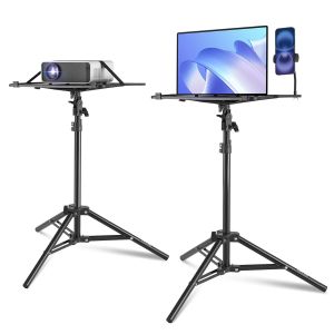 KALANKA-Support de Projecteur et d¿Ordinateur Portable, Trépied pour Vidéoprojecteur Hauteur Réglable 68,5-160 cm, Stand de Vidéoprojecteur avec Plateau et Support de Téléphone, Maison Bureau Studio - Neuf