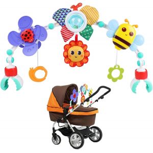 Arche D'activit&eacute;s Articul&eacute;e Pour B&eacute;b&eacute;s Et Tout-Petits, Arche D'&eacute;veil Pour Poussette Avec Moulin &Agrave; Vent, Hochet, Jouets Ajustables Pour B&eacute;b&eacute;s Berceau Et Landau 0 3 6 9 12 Mois - Neuf