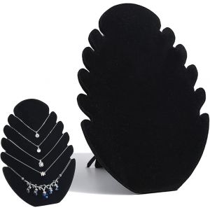 Présentoir De Collier En Velours,Présentoir De Bijoux En Velours Présentoir De Collier Noir Avec 5 Encoches - Neuf