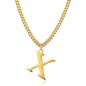 Trahoo-Collier Initial Plaqué Or 14 Carats - Collier Pendentif Lettre Chaîne Cubaine En Or Pour Hommes Et Femmes Collier Pendentif Lettre En Or Exquis - Neuf
