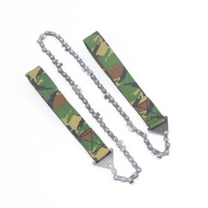 Tronçonneuse De Poche À 11 Dents Pour Camping,Scie À Chaîne Manuelle,Scie À Fil De Survie,Scie À Chaîne À Corde Pour Couper Les Membres D'arbre.Camo. - Neuf