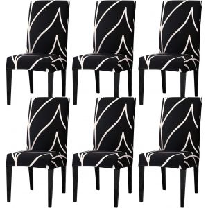 Stretch Housses De Chaise (Noir) Set De 6, Universel, Amovible, Lavable, Moderne Et Durable, Pour La Salle A Manger, Hotel, Restaurant, Fete, Banquet, Cuisine, Decoration - Neuf