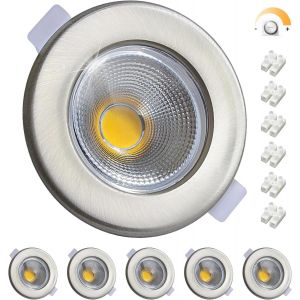 7w Spot Led Encastrable Dimmable Extra Plat,Blanc Neutre 4000k Cob,Spot De Plafond Inox 220v 600lm Pour Cuisine Chambre Salon,Trou 65-88mm Lot De 6 - Neuf