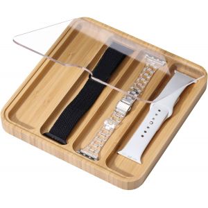 Kal-Boîte D'affichage De Bracelet De Montre En Bois Organisateur De Bracelet De Montre Pour Bracelets De Montre 4 Compartiments Boîte De Rangement De Montres Avec Couvercle En Acrylique - Neuf