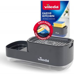 ERYI-Distributeur De Liquide Vaisselle Pump Avec Porte-Éponge - Solution Pratique 2 En 1 Pour La Cuisine - Distributeur De Savon Intégré Pour Un Dosage Facile D'Une Seule Main - Design Robuste Et - Neuf