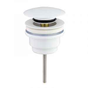 Bonde d'évier universelle - Clapet clic-clac - Blanc brillant - Compatible avec trop-plein et anti-retour - Neuf