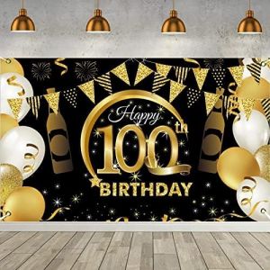 Checarzhn--No1-Toile De Fond Pour 100e Anniversaire ¿ Décoration De Fête D'anniversaire ¿ Fournitures Pour Intérieur Et Extérieur ¿ Accessoires De Photomaton Pour Enfants, Hommes Et Femmes (177,8 X 1 - Neuf