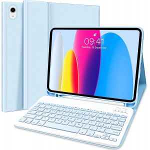 Chenquansarl-Clavier Pour Ipad 10 Ème Génération 2022,Étui Pour Ipad 10,9 Pouces 2022 Italien Qwerty,Clavier Sans Fil Amovible Pour Ipad 10 (A2696/ A2757/ A2777)-Bleu Ciel - Neuf