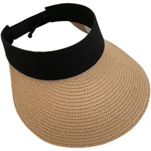 Chapeau De Soleil, Été, Pare-Soleil Pour Les Femmes Et Les Dames, De Paille À Large Bord Anti-Transpiration Plage Des Chapeaux Avec Protection Uv Pour La Pêche Randonnée À Vélo Golf Kaki - Neuf