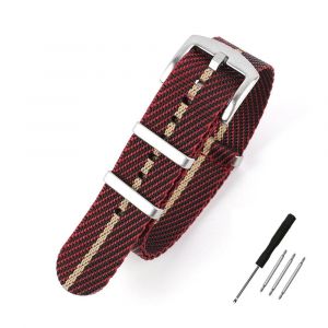 Bracelet De Montre En Nylon 20mm 22mm Bracelet De Montre &Agrave; Rayures Bracelet De Montre De Remplacement Accessoires De Bracelet Militaire Pour Bracelets De Montre T-Udor.Red Black Khaki 1.20mm - Neuf