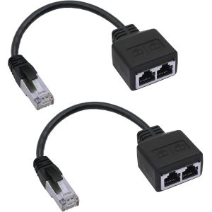 SUBZONAL-Lot de 2 c&acirc;bles adaptateurs RJ45 m&acirc;le vers femelle double adaptateur (22,9 cm) pour ordinateurs portables etc.(uniquement pour commutation de r&eacute;seau,ne convient pas pour s&eacute;parer les r&eacute;seaux) - Neuf