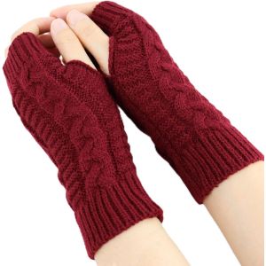 Fingerless Winter Gloves For Women, Knitted Arm Warmers With Thumb Hole, Soft Wrist Mittens"".[J852] - Neuf