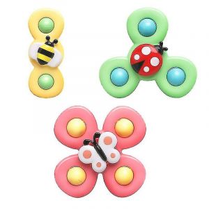 Paquet De 3 Jouets De Bain &Agrave; Ventouse Pour B&eacute;b&eacute;, Toupie Fidget Spinner Avec Ventouse Rotative - Neuf
