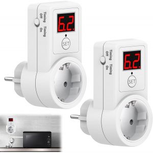 Prise Minuteur, 2 Pi&egrave;ces Minuteur Prise Electrique, Prise Minuterie Int&eacute;rieure 10 Minutes - 9 Heures 50 Minutes, Prise &Agrave; Compte &Agrave; Rebours 230 V pour Appareils &Eacute;lectrom&eacute;nagers, Lampes - Neuf