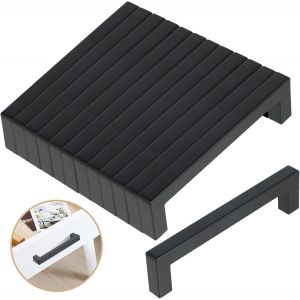 lbgwp60-12Pièces Poignee De Meuble Cuisine - Poignet De Porte Cuisine - Poignées Pour Placards - Poignées Moderne Carrée - 128 Mm - Acier Inoxydable - Noir - Neuf