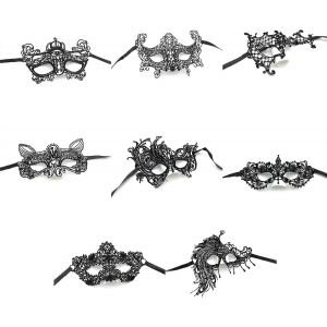 8 Pi&egrave;ces Masque V&eacute;nitien Mod&egrave;le,D&eacute;coration D'halloween,Masque En Dentelle,Masque De Mascarade V&eacute;nitienne,Masque Pour Les Yeux En Dentelle,Utilis&eacute; Pour Carnival Et Halloween (Noir) - Neuf