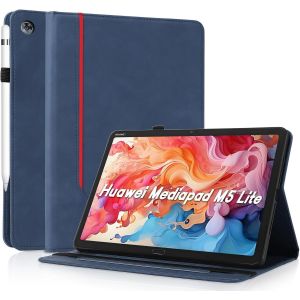 Coque Pour Huawei Mediapad M5 Lite 10.1" - &Eacute;tui Housse De Protection Cuir Pu Avec Fonction Support/Portefeuille Coque Tablette Huawei Mediapad M5 Lite (Bleu) - Neuf