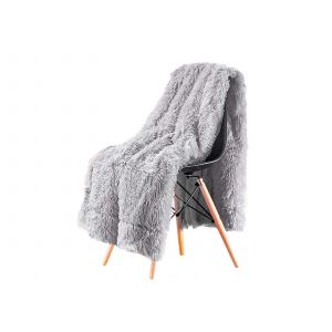 Plaid En Fausse Fourrure 130 X 160 Cm, Gris Double Face - Neuf