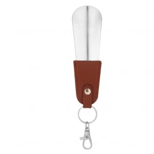 Chausse-Pied En Acier Inoxydable Femmes Enceintes Âgées Chausse-Pied Portable Avec Accessoire Porte-Clésgaine En Cuir Pu Brun - Neuf