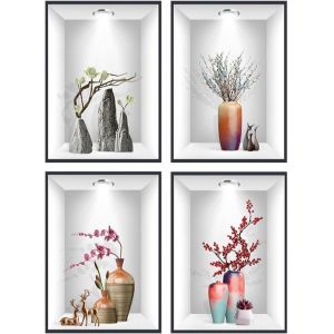 ERYI-2 Pièces Stickers Muraux Vase Autocollant Mural Vase 3D Sticker Muraux 3D Plante Autocollant Muraux Plante Autocollant Pour Vase Amovibles Pour Salon Cuisine Chambre Maison, 30 * 80Cm - Neuf