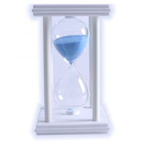 1 sablier en bois avec piliers blancs et sable bleu, minuterie de 30 minutes - Neuf