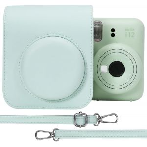 PU Housse de Protection en Cuir pour Fujifilm instax Mini 12/11 Instant Film Camera Sac de Voyage avec bandoulière réglable (Vert Menthe,Coque de Protection Uniquement) - Neuf