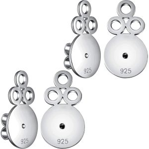 Kalanka-18k Blanc Or Plaqu&eacute; Fermoirs Boucles D'oreilles 925 Argent Sterling Pour Femmes Fermoir Boucle D'oreille Dos R&eacute;glable Ascenseurs - Neuf