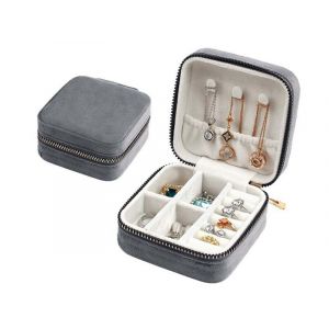 Mini-Bo&icirc;te &Agrave; Bijoux De Voyage En Velours Gris - Neuf
