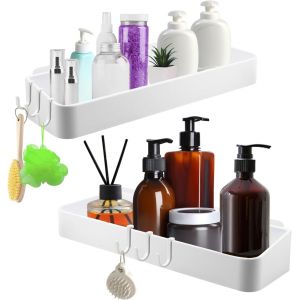 Etag&egrave;re Douche sans Percage 2 pi&egrave;ces Etag&egrave;re de Douche Adh&eacute;sive Paniers Rangement D'organisateur de Douche Mural pour Salle de Bain/Cuisine - Neuf