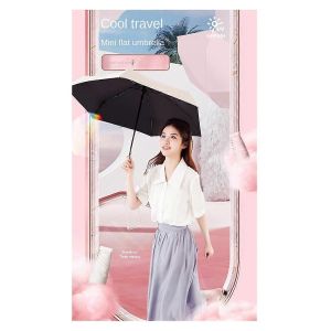 Parapluie de voyage pliant, parapluie de poche portable à 6 côtes, coupe-vent et résistant à la pluie, adapté au vert quotidien - Neuf