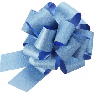 Kal-5pcs 5 Pouces Grand N?Ud À Tirer Pailleté Ruban Bleu Clair Pour Paniers De Mariage Cadeaux Fêtes De Noël - Neuf