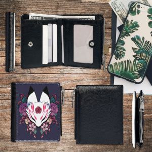 Portefeuille Fox Spirit Kitsune_215 Compact en Simili-Cuir PU Porte-Cartes avec Fermeture Éclair Multi-Poches Unisexe Homme Femme Ad - Neuf