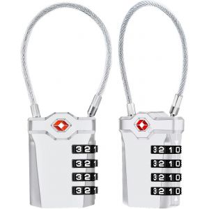Cadenas à bagages,[Dernière version] [Paquet de 2] Combinaison à 4 chiffres Voyage 14cm Combinaison de câble flexible - Neuf
