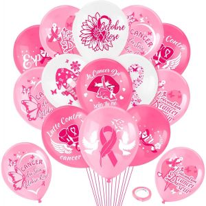 27Pcs Ballons Octobre Rose Pour Sensibilisation Cancer Du Sein D'Octobre Rose D&eacute;coration Activit&eacute;, Espoir, Lutte Contre, Pr&eacute;vention - Neuf
