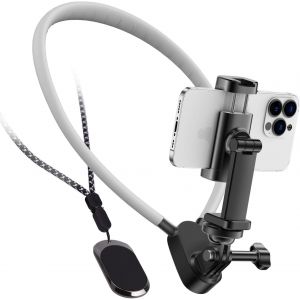 LORANKA-Support de T&eacute;l&eacute;phone Tour de Cou POV/Vlog avec Clip T&eacute;l&eacute;phone, Mains Libres Support pour Selfie, Enregistrement Vid&eacute;o pour iPhone 15 14 Pro et Tous Les T&eacute;l&eacute;phones pour GoPro Insta360 - Neuf
