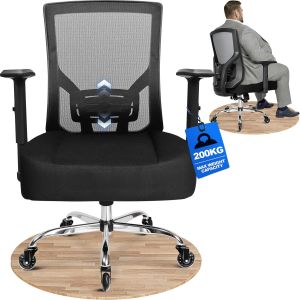 Ulteronixshop-Fauteuil de Bureau Ergonomique 200kg, Coussin d'Assise &Eacute;paissi et &Eacute;largi &agrave; Ressort, roulettes en Caoutchouc, Support Lombaire R&eacute;glable, Chaise de Bureau XL Coussin Lombaire Inclus - Neuf
