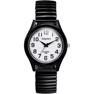 Eryi-Montres Bracelet Élastique Couple : Montre À Quartz Analogique Ronde Pour Homme Et Femme, Bracelet Extensible En Acier Inoxydable, Grande Échelle De Chiffres Arabes, Pour Loisirs, Affaires, - Neuf