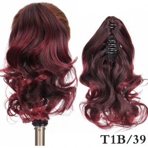25 Cm Noir+Rouge, Queue De Cheval Extension Pince De Extensions De Cheveux Ondulés Queue De Cheval Queue De Cheval Extension Synthétique Hairpiece Pour Les Femmes - Neuf