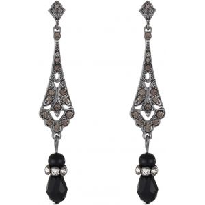 Kal-1 Paire De Boucles D'oreilles En Perles Pour Femmes, Clips D'oreilles En Perles Longues, Boucles D'oreilles En Perles Argentées, Boucles D'oreilles Mariage, Clips D'oreilles Pour Femmes - Neuf
