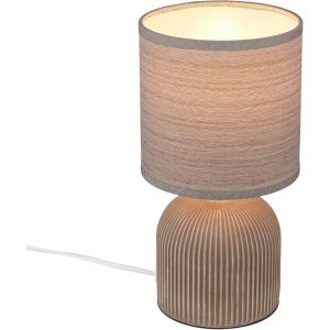 Tzf-- Lampe De Table Avec Abat-Jour En Tissu, Interrupteur À Fil, Pied En Céramique, Lampe De Chevet Décorative, Lampe De Bureau, Salon, 15x28 Cm, Marron - Neuf