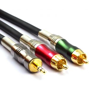 VornixorSarlshop-C&acirc;ble r&eacute;partiteur audio st&eacute;r&eacute;o 3,5 mm m&acirc;le vers double RCA m&acirc;le 3,5 mm, c&acirc;ble auxiliaire pour casque audio convertisseur &iquest; 2 RCA vers 3,5 mm (1/8 pouces) Y Cordon (2 m) - Neuf