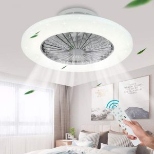 Checarzhn--No1-De Plafond Led Avec Minuterie De Lampe Vitesse Du Vent Réglable Et Température De Couleur Plafonnier De À Intensité Variable Avec Télécommande Ventilateur Ultra Silencieux Pour Salon - Neuf