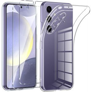 Kal-Coque Pour Samsung Galaxy S24 Plus 5g Avec 2 Pièces Protection Écran En Verre Trempé,Ultra Transparente Silicone En Gel Tpu Souple Pour Samsung S24 Plus Couqe,Antichoc Anti-Jaune Etui Bumper - Neuf
