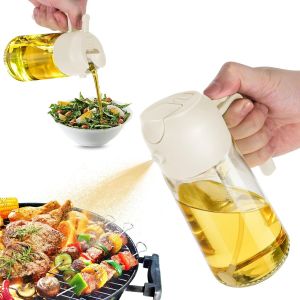 470ml Blanc Huile De Distributeur De Bouteille Pour Cuisine - 2 En 1 Huile D'olive Distributeur Et D'un Pulvérisateur - 470ml De L'huile D'olive En Bouteille De L'huile De Pulvérisateur - Neuf