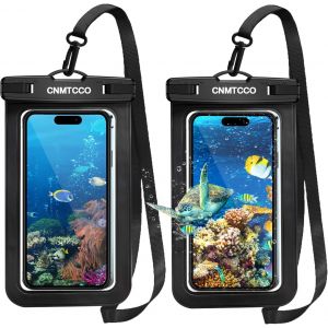 Kal-Pochette Étanche Smartphone 2 Pièces Sac Étanche Ipx8 Pour Téléphone Iphone 15, 14, 13, 12 Pro Max, 11, 11 Pro, Xs Max, Xr, Xs, X, 8, Galaxy S20/S21/S22, Huawei Jusqu'¿ 7.0 Pouces (Noir) - Neuf
